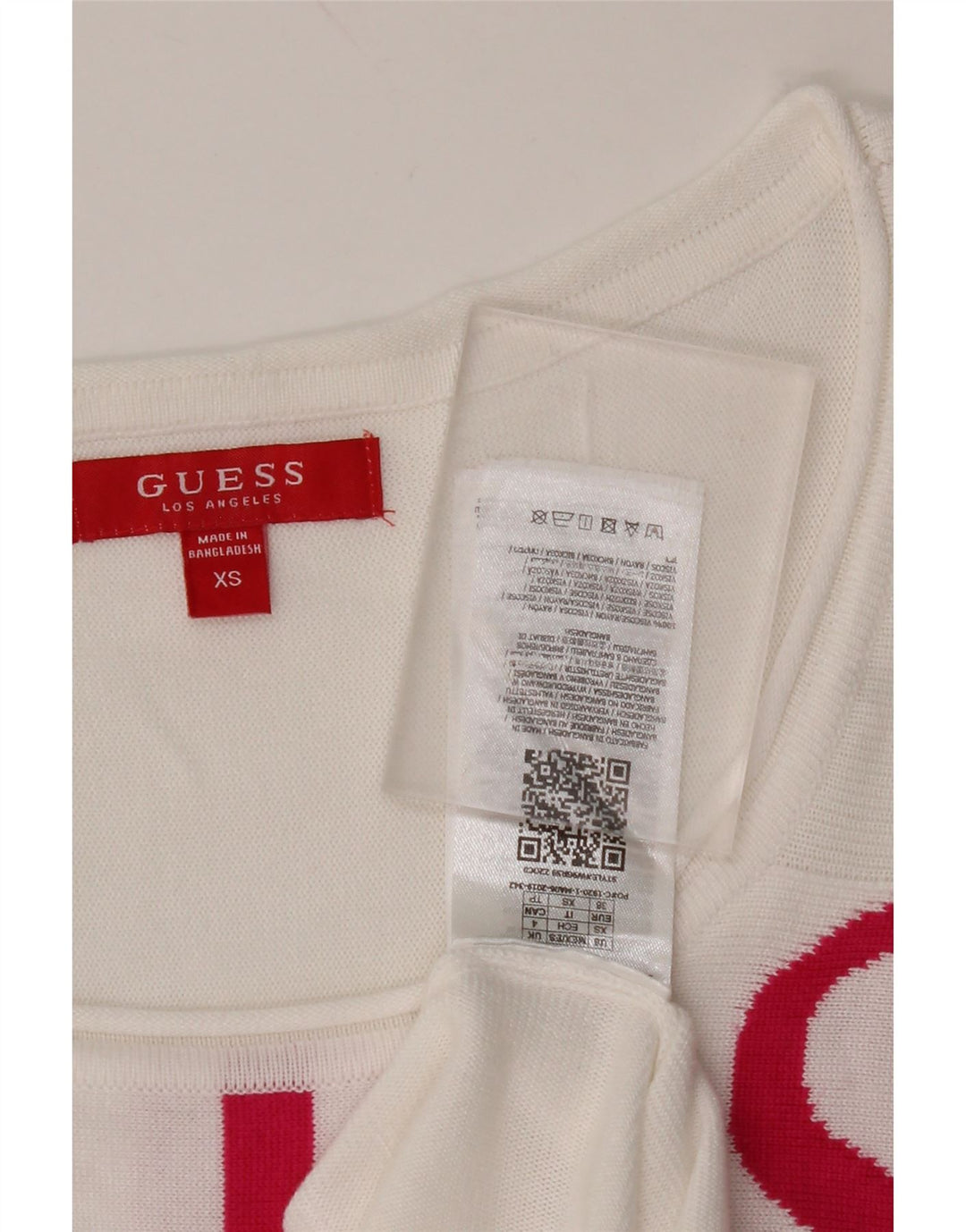 GUESS Abito maglione con maniche a 3/4 con grafica da donna UK 6 XS Viscosa bianca