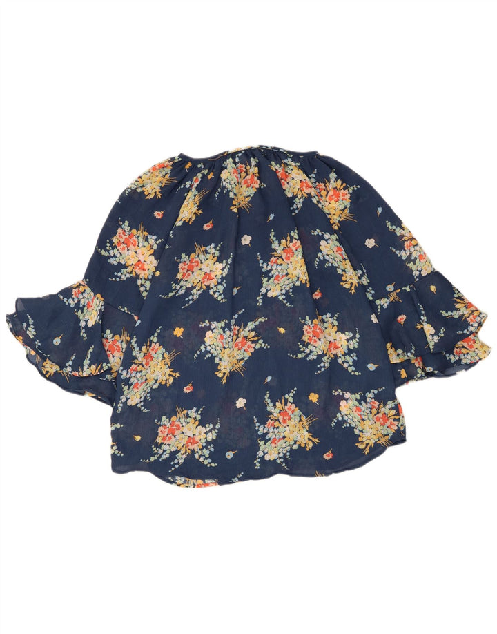 Chaps Donna Camicetta con maniche a 3/4 Top UK 12 Poliestere floreale blu medio