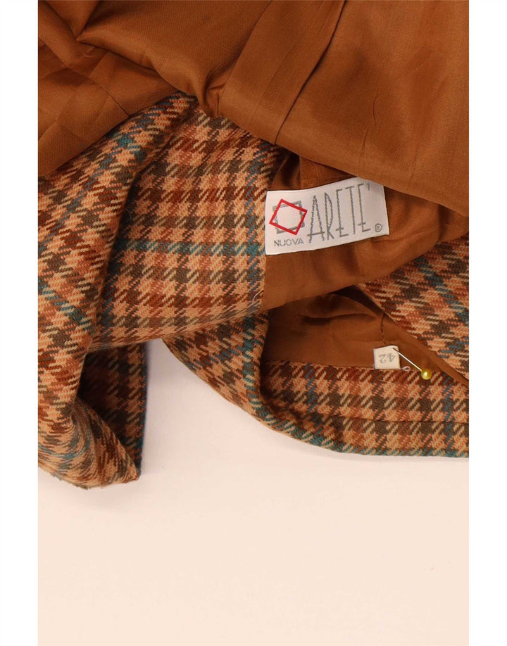 Giacca blazer doppiopetto vintage da donna IT 42 pied de poule marrone medio