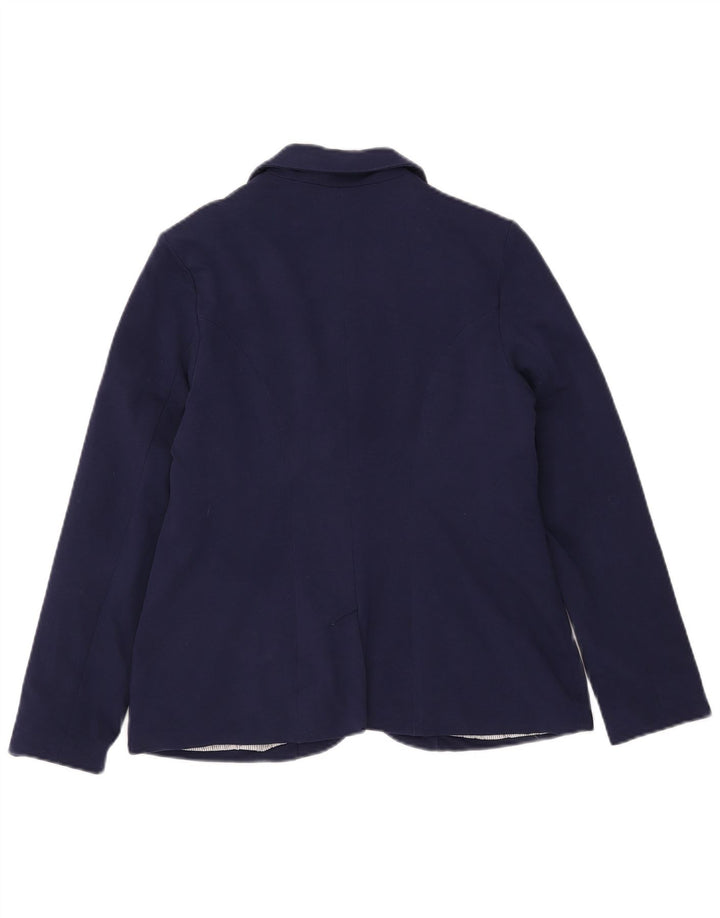 Giacca blazer a 1 bottone da donna Laura Ashley UK 14 grande cotone blu navy