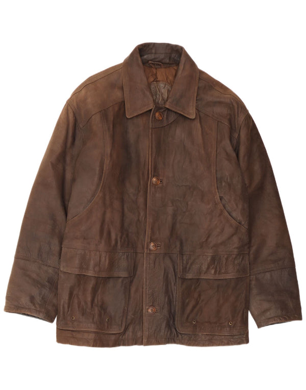 Cappotto vintage da uomo in pelle a vento IT 48 Pelle marrone medio