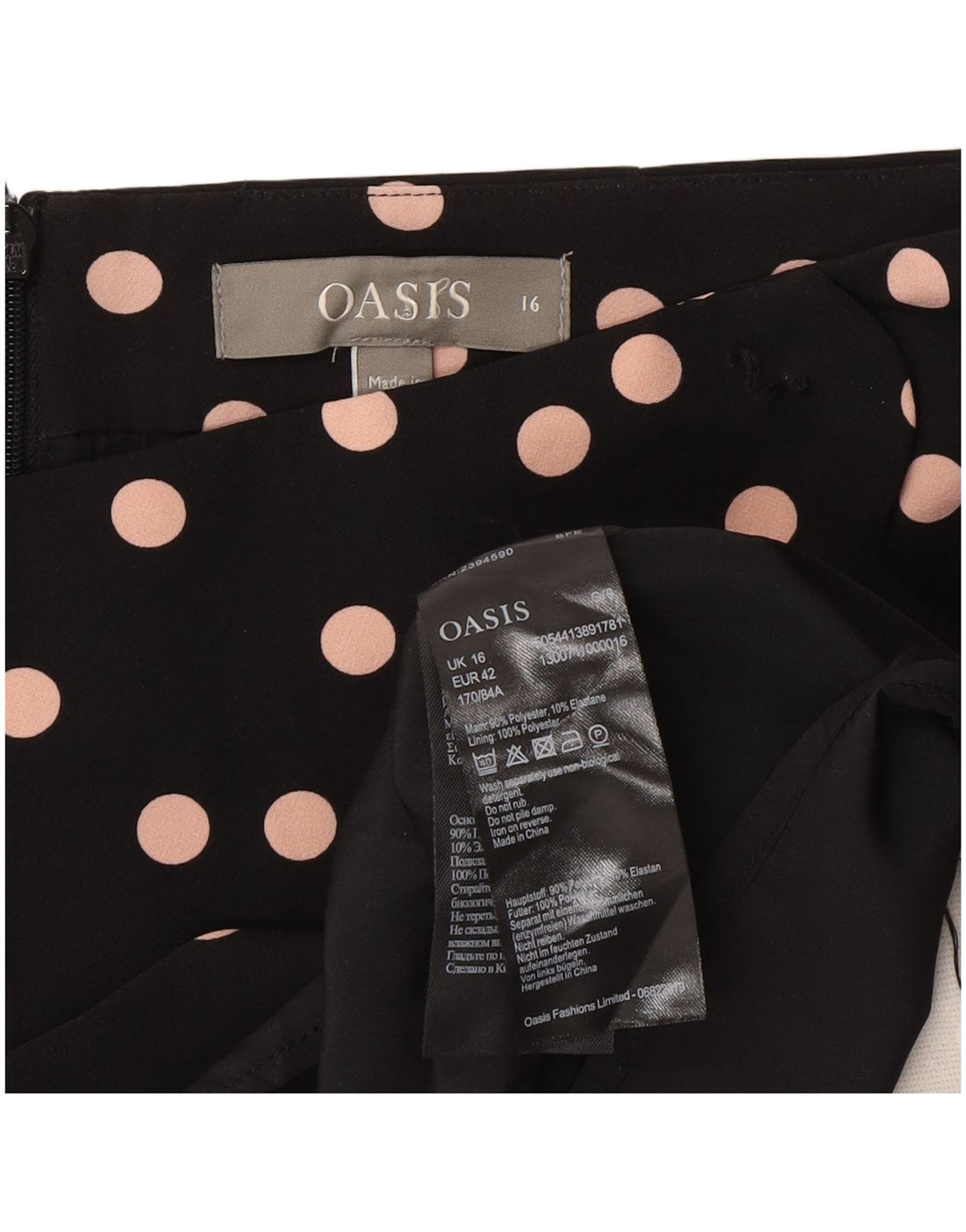 Minigonna da donna Oasis UK 16 Large W34 Poliestere nero a pois