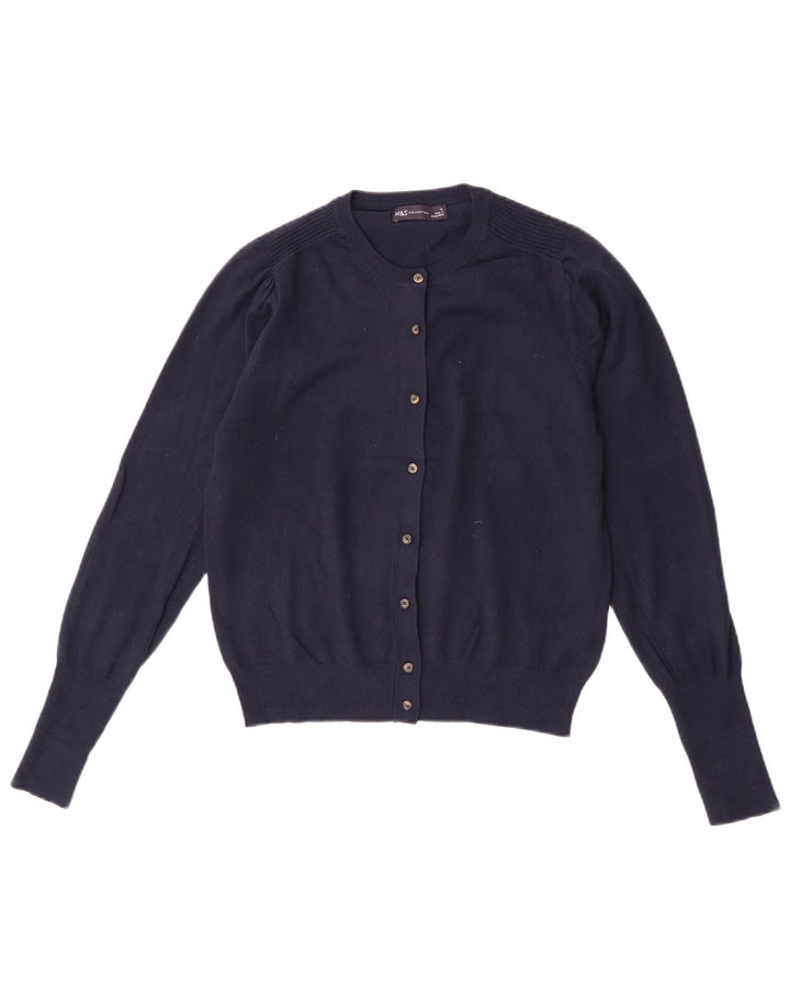 Maglione cardigan da donna Marks & Spencer UK 12 Viscosa blu navy medio