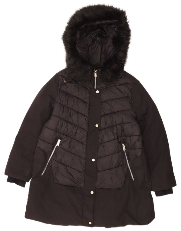 Cappotto imbottito oversize con cappuccio da donna Florela Rubino UK 14 grande nero