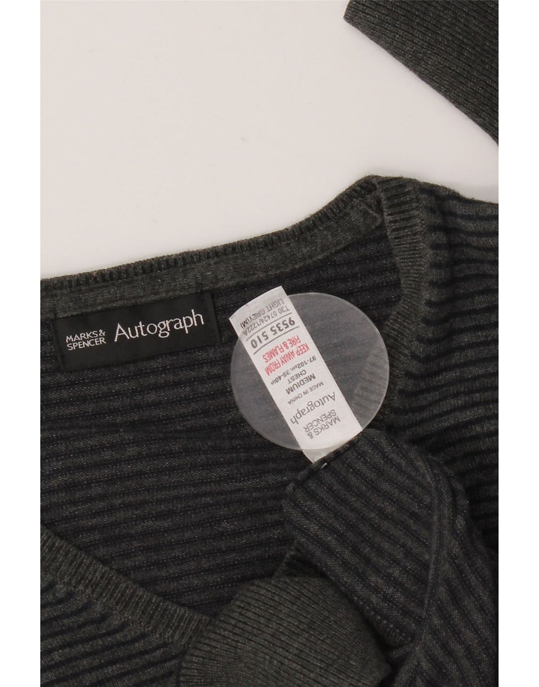 MARKS & SPENCER Maglione da uomo con scollo a V autografo gessato grigio medio