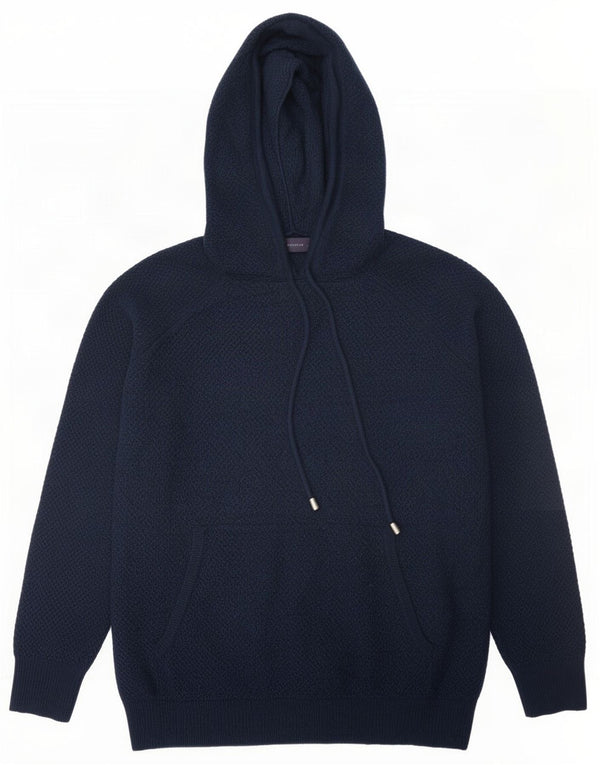 Marks & Spencer Womens Hooded Jumper Sweater UK 14 Medium Navy Blue Viscose