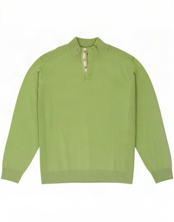 Massimo Dutti Maglione da uomo con collo a bottoni 2XL Cotone verde