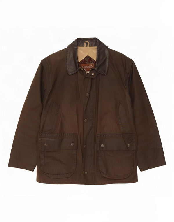 Giacca da uomo in cotone cerato John Partridge UK 40 grande marrone