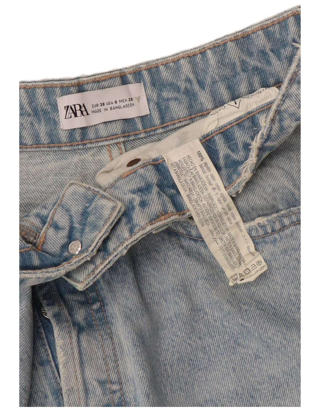 Jeans cropped da donna ZARA EU 38 Small W28 L25 cotone blu