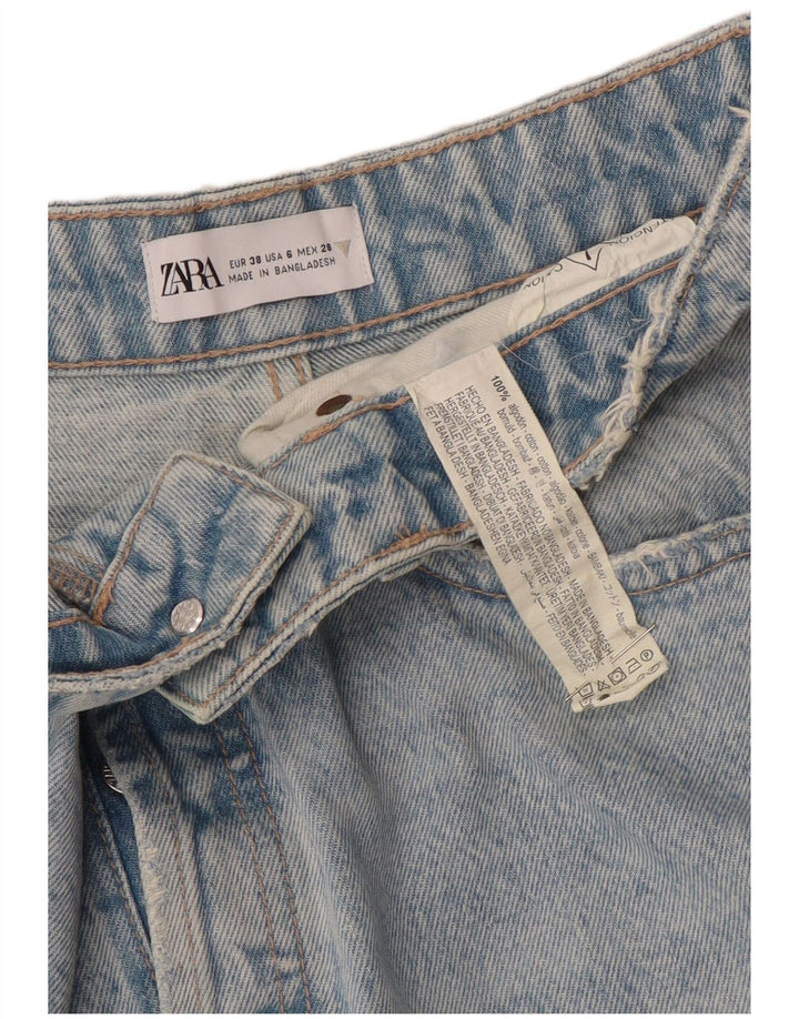 Jeans cropped da donna ZARA EU 38 Small W28 L25 cotone blu