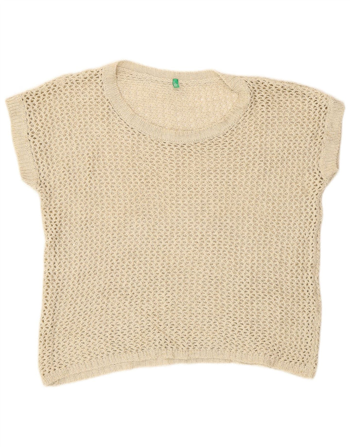 Canotta da donna all'uncinetto Benetton UK 14 Beige medio