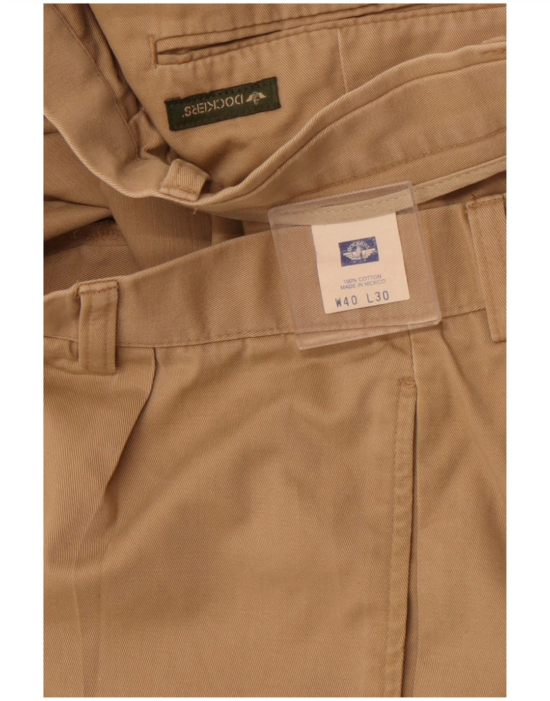 DOCKERS Pantaloni da abito dritti da uomo W40 L30 in cotone beige