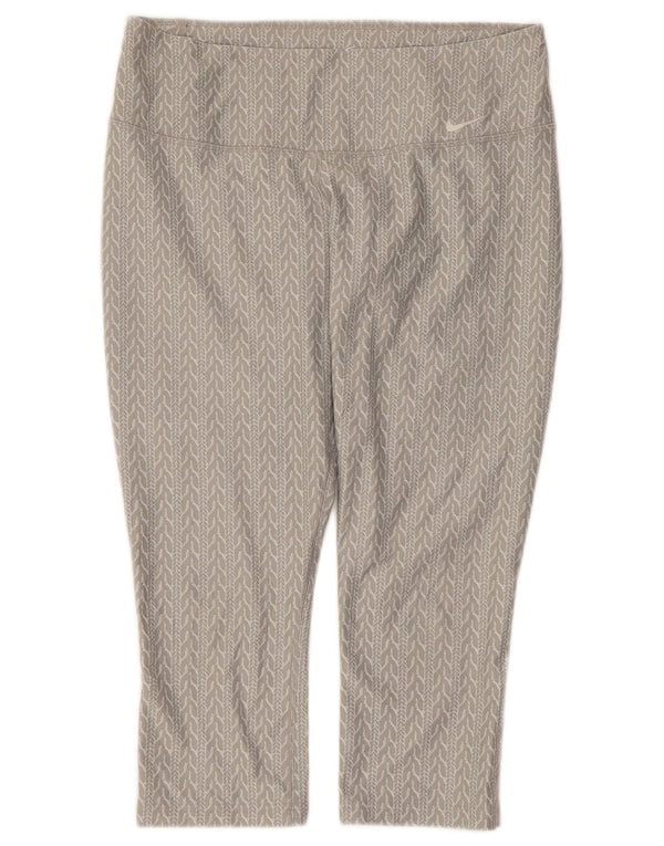 Leggings Nike Dri Fit Capri da donna UK 14 Poliestere geometrico grigio medio
