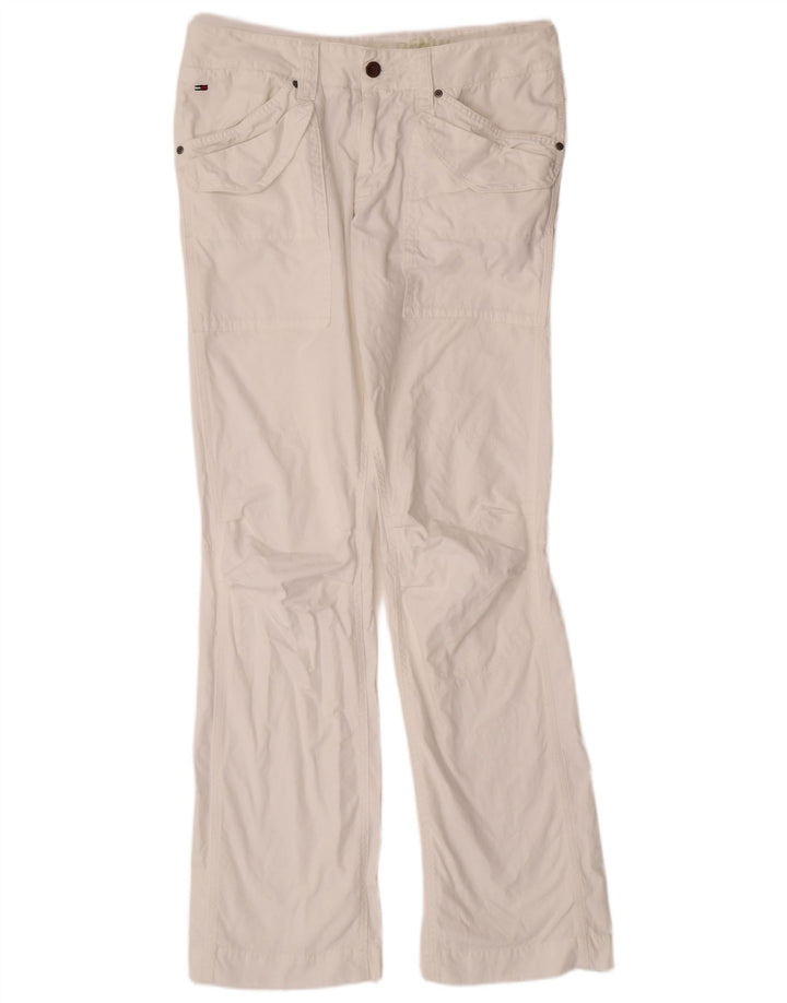 TOMMY HILFIGER Mens Bootcut Cargo Trousers W32 L34 White Cotton