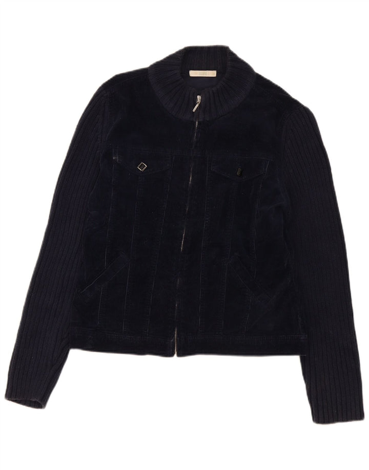 Giacca in velluto a coste da donna Marks & Spencer UK 16 grande cotone blu navy