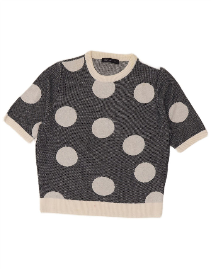 Maglione maglione girocollo da donna Marks & Spencer UK 14 blu navy medio
