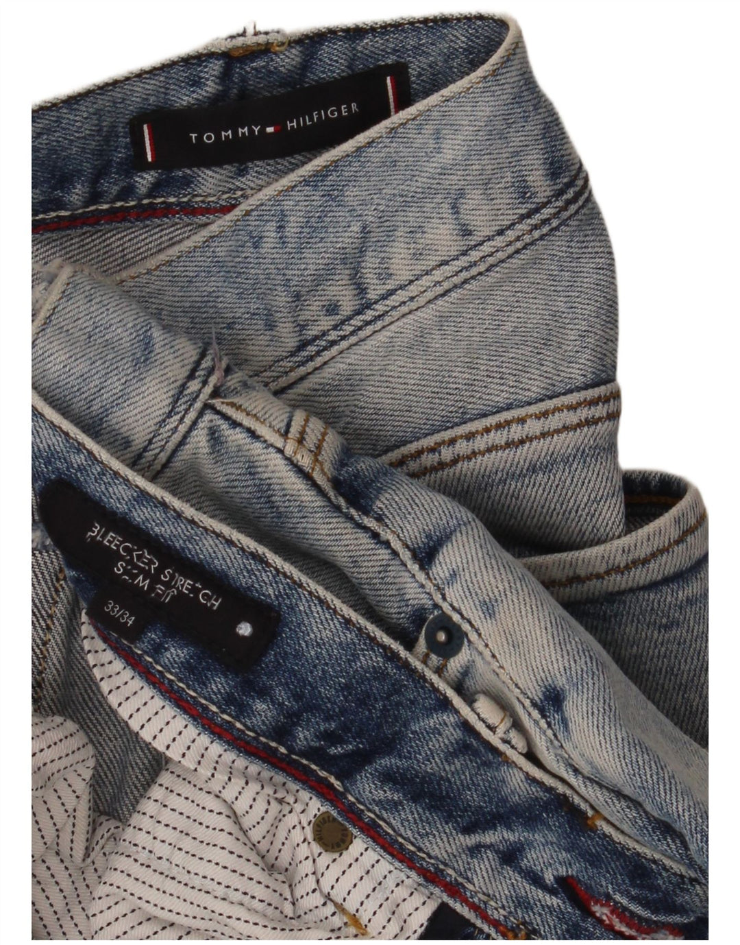 Tommy Hilfiger Uomo Bleecker Slim Jeans W33 L34 Cotone Blu