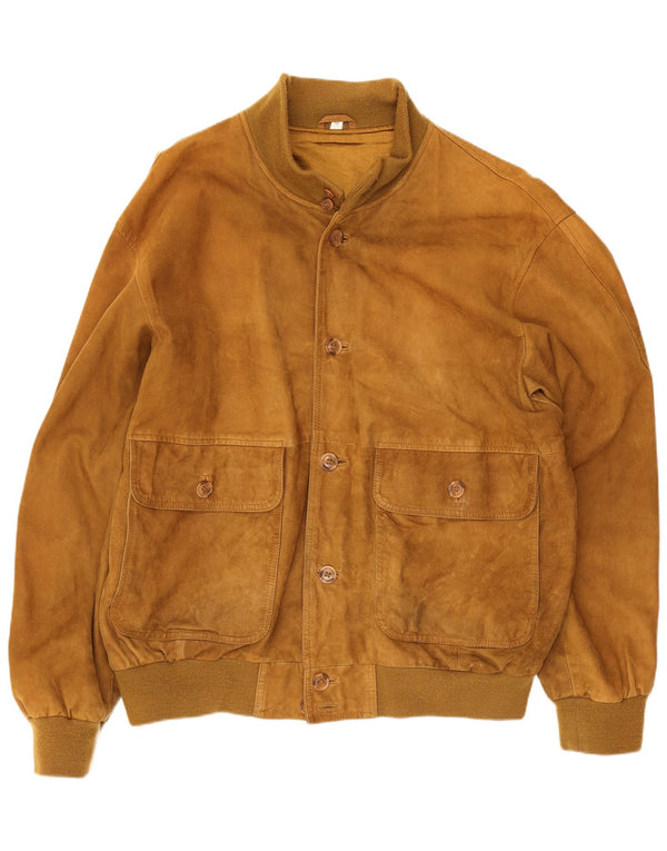 Giubbotto bomber in pelle scamosciata da uomo Zarro UK 44 2XL Pelle beige