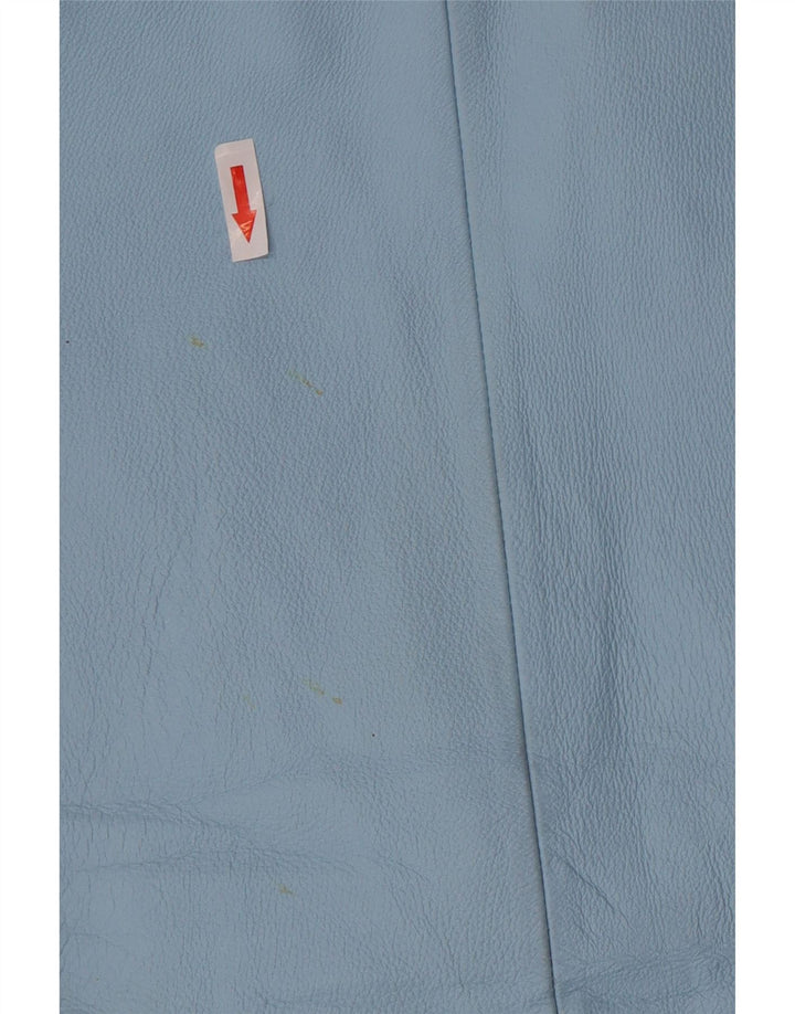 Giacca blazer in pelle vintage da donna a 2 bottoni UK 16 grande in pelle blu