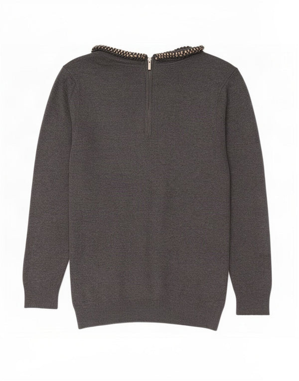 Maglione maglione con scollo a barca da donna Zara UK 10 piccolo grigio
