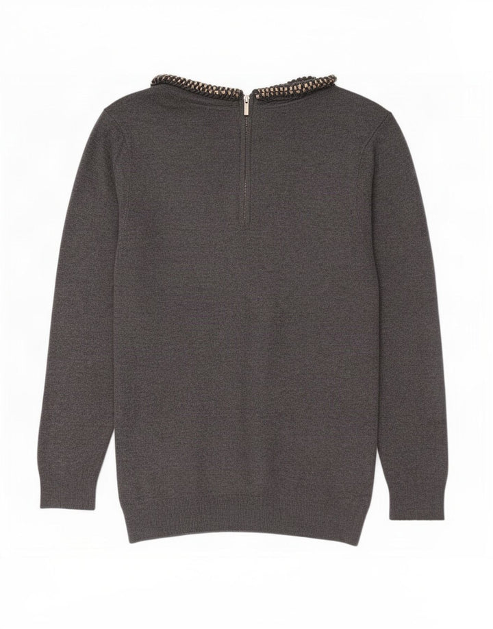 Maglione maglione con scollo a barca da donna Zara UK 10 piccolo grigio