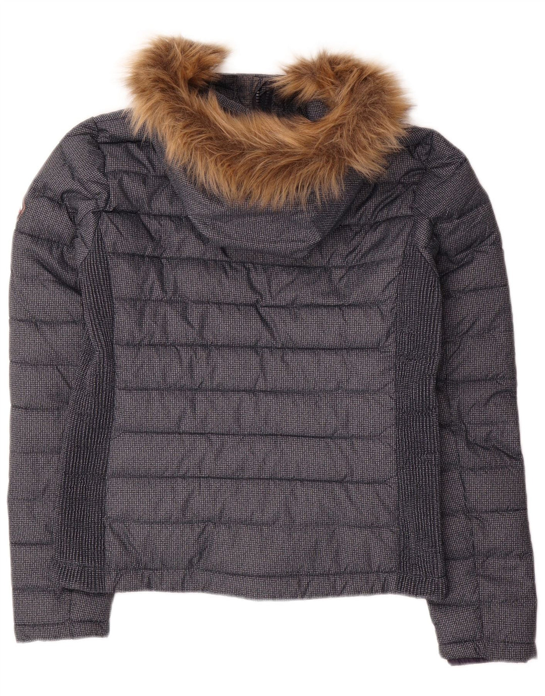Giacca imbottita con cappuccio da donna Superdry UK 12 medio blu navy poliestere