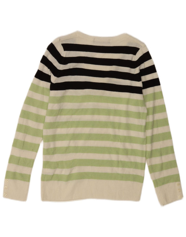 Maglione maglione con scollo a V da donna Marks & Spencer UK 8 piccolo verde a righe