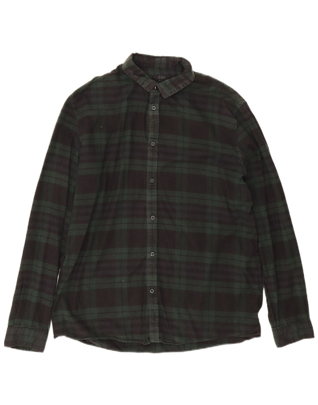 Camicia Cos da uomo in flanella di cotone a quadri verdi grandi