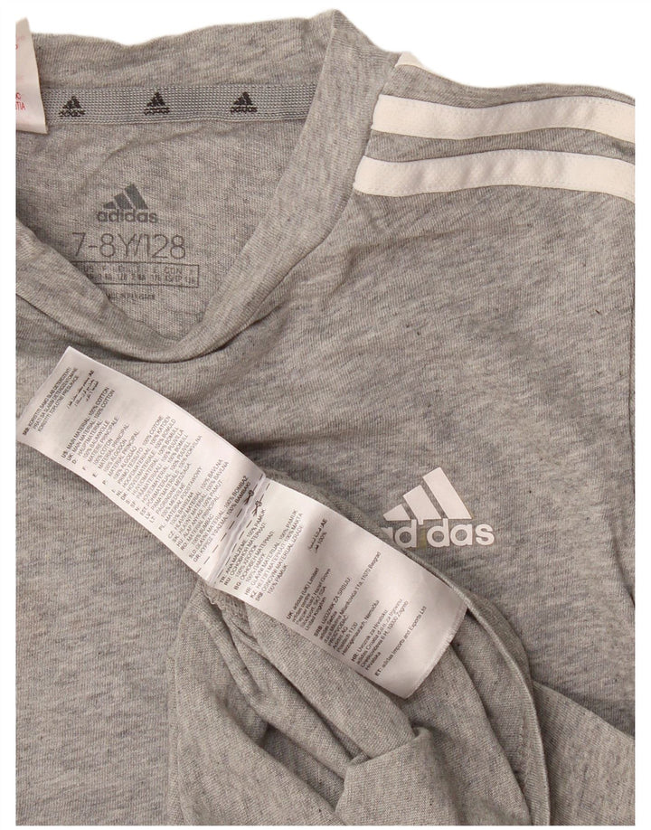 T-shirt grafica da ragazzo Adidas Top 7-8 anni in cotone grigio
