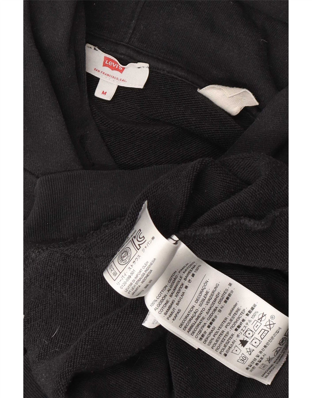 Maglione con cappuccio oversize grafico da donna Levi's UK 14 cotone nero medio