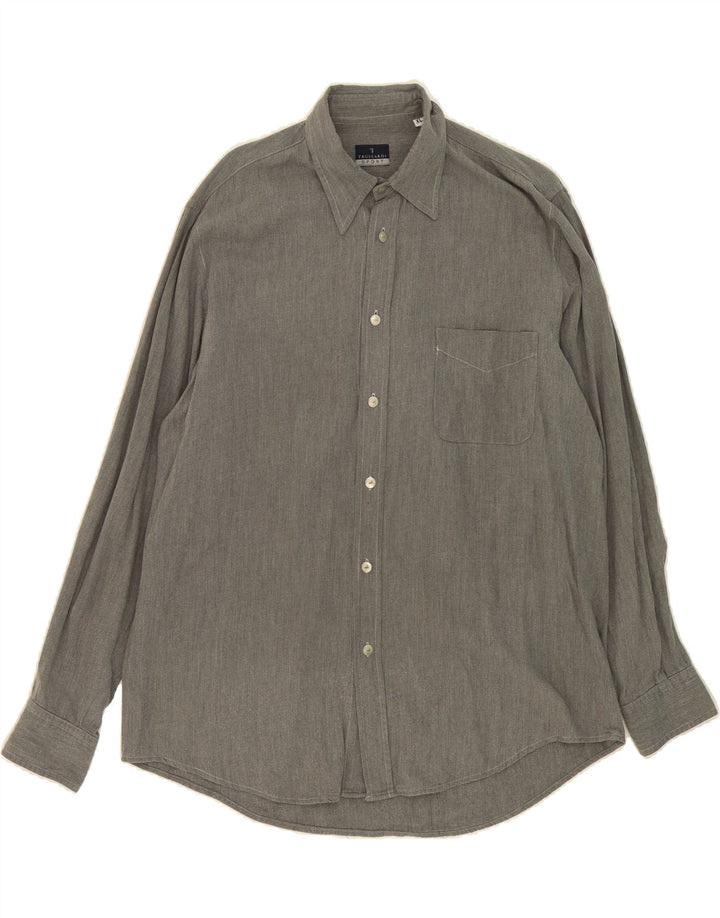 TRUSSARDI Mens Flannel Shirt XL Grey Cotton Vintage Trussardi and Second-Hand Trussardi from Messina Hembry 