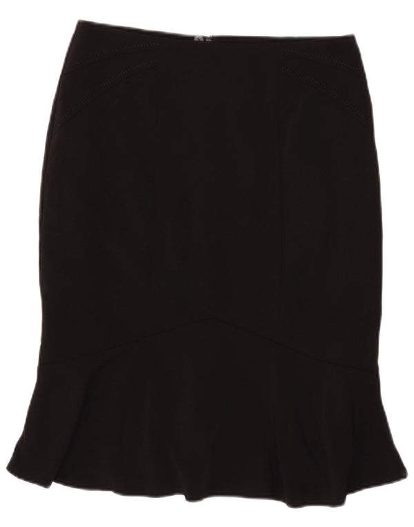 Gonna a tromba da donna Marks & Spencer UK 10 piccola W29 poliestere nero