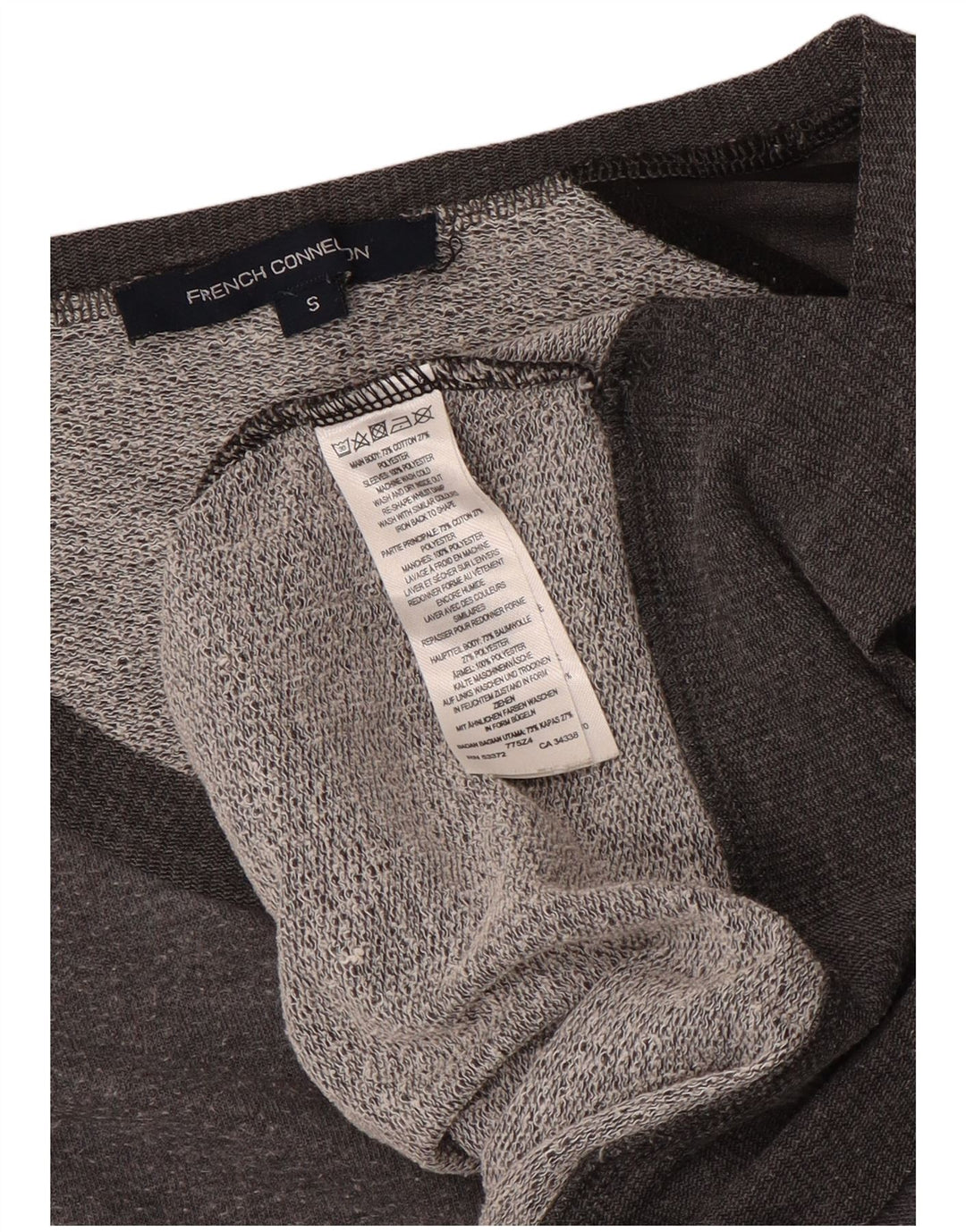 Felpa da donna con maniche a 3/4 di French Connection UK 10 piccola grigia