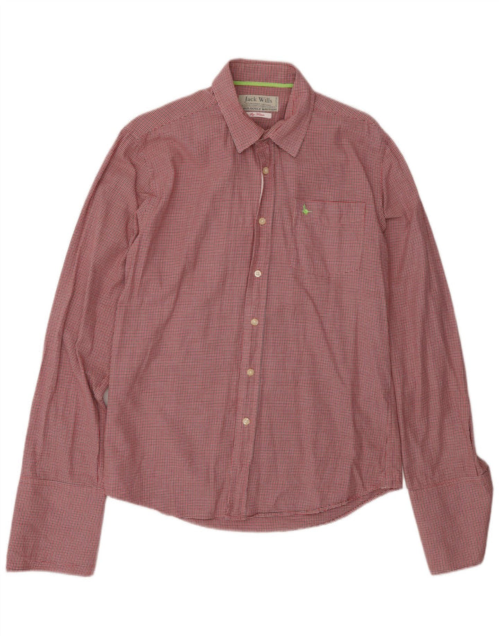 JACK WILLS Mens Shirt Medium Red Houndstooth Cotton