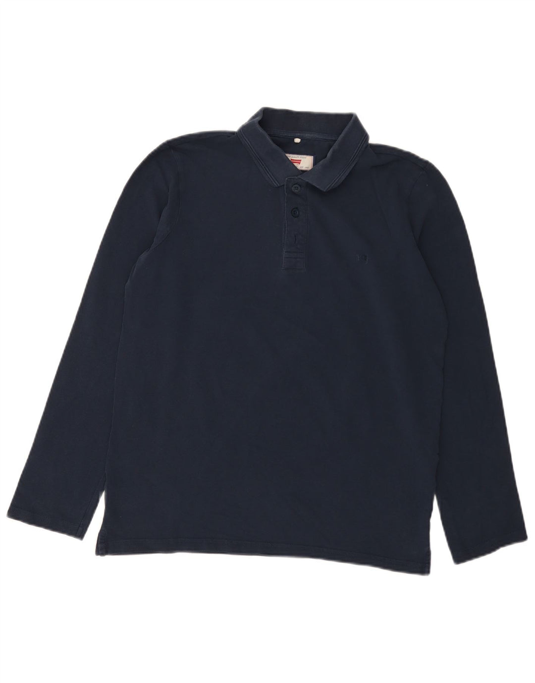 Polo regolare da uomo a maniche lunghe Carrera in cotone blu navy medio