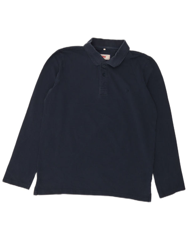Polo regolare da uomo a maniche lunghe Carrera in cotone blu navy medio