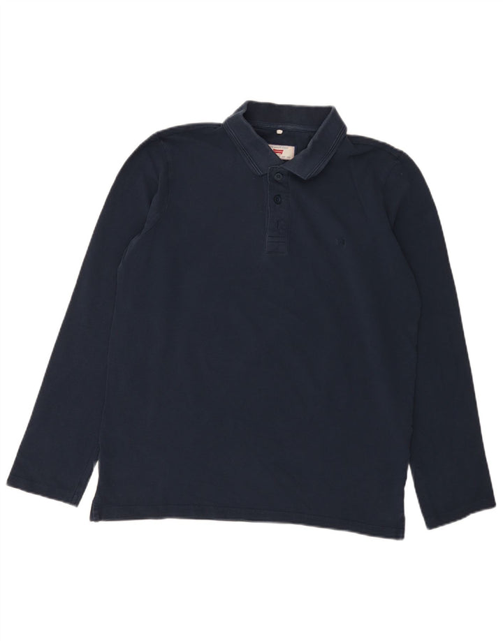 Polo regolare da uomo a maniche lunghe Carrera in cotone blu navy medio