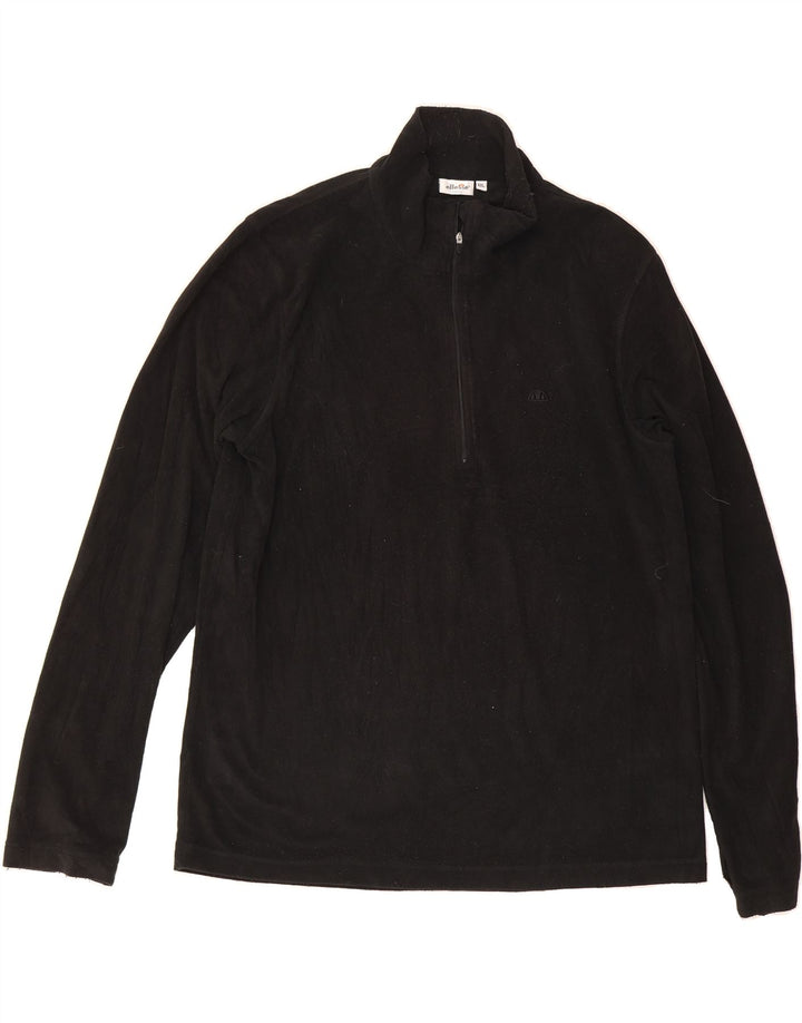 ELLESSE Mens Zip Neck Fleece Jumper 2XL Black Polyester Vintage Ellesse and Second-Hand Ellesse from Messina Hembry 