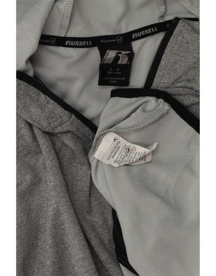 Maglione con cappuccio e zip Dri-Power da uomo Russell Athletic, grande in poliestere grigio