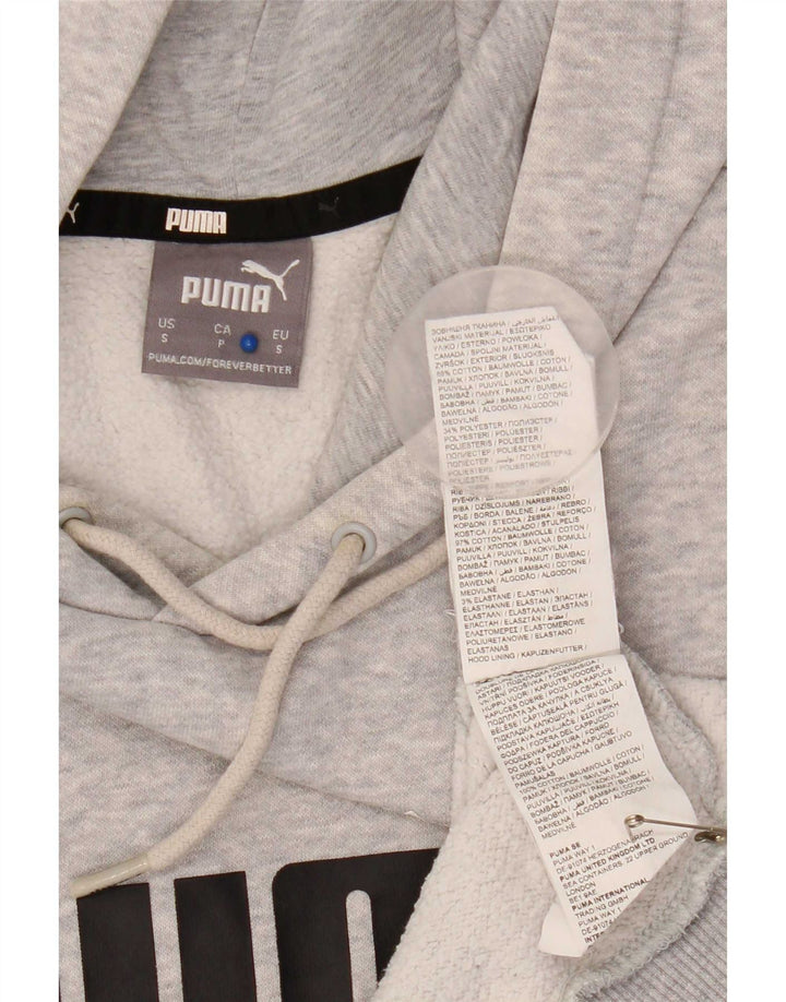 Felpa con cappuccio grafica da uomo Puma piccola in cotone grigio