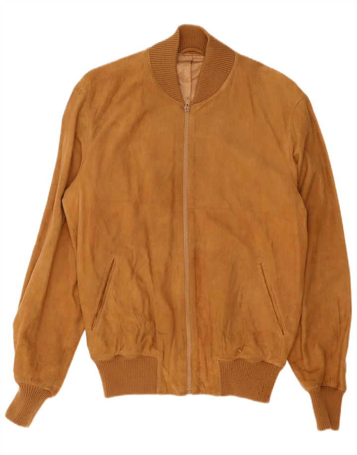Giubbotto bomber da uomo in pelle scamosciata Arpel IT 52 XL in pelle marrone