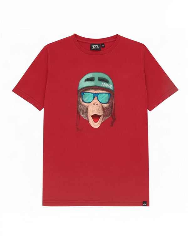 T-shirt grafica per ragazzi con animali, 11-12 anni, in cotone bordeaux