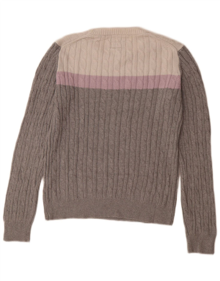 Maglione maglione girocollo da donna Jack Wills UK 10 piccolo blocco colore grigio