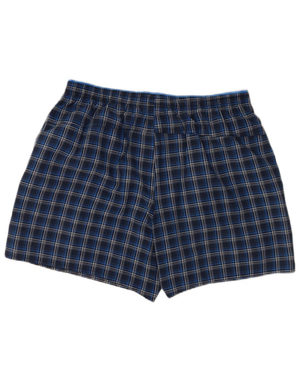 Pantaloncini da bagno da uomo Adidas grandi in poliestere a quadri blu navy
