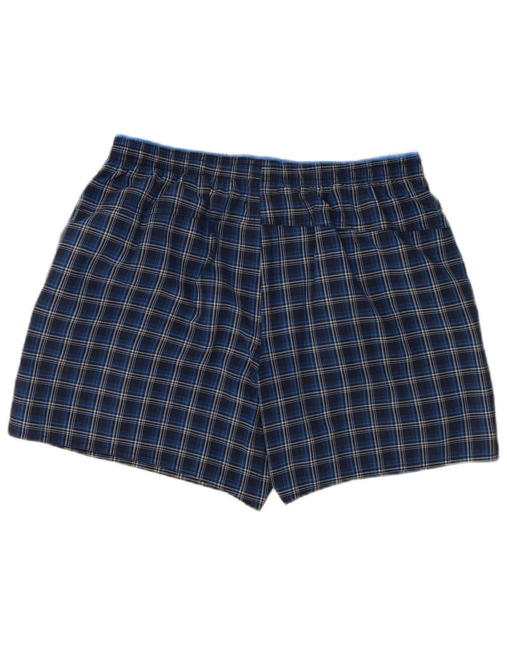 Pantaloncini da bagno da uomo Adidas grandi in poliestere a quadri blu navy