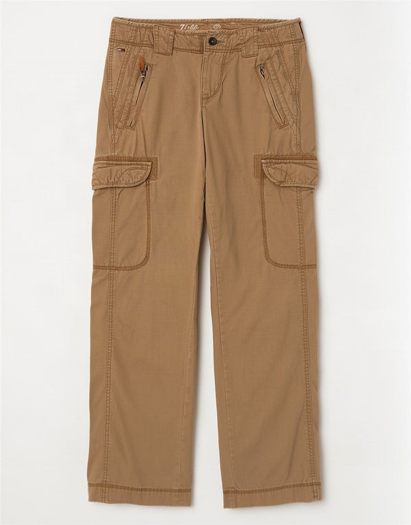 Pantaloni cargo dritti da donna Tommy Hilfiger W26 L32 cotone beige