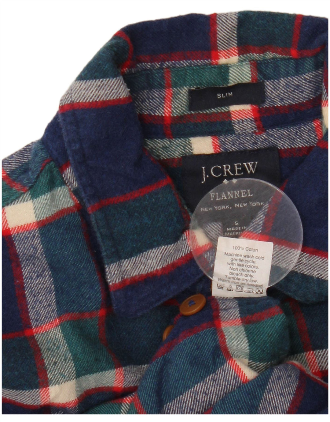 J. CREW Camicia slim in flanella da uomo piccola in cotone a quadri blu navy