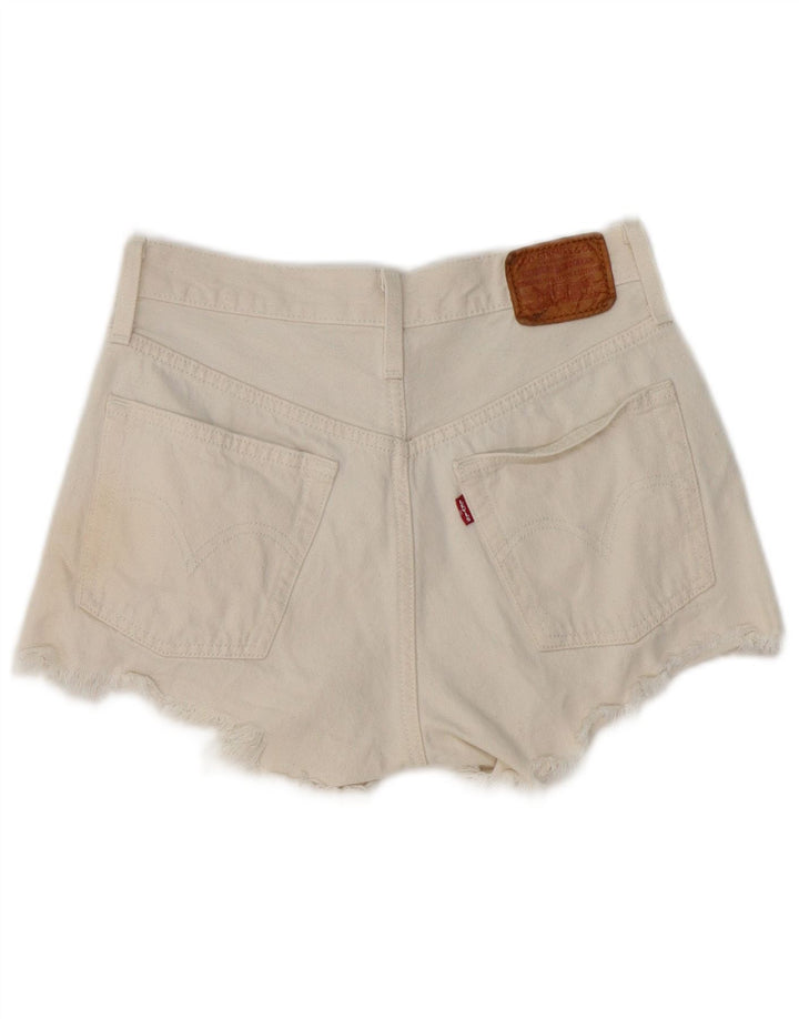 Pantaloncini di jeans invecchiati da donna Levi's W25 XS cotone bianco