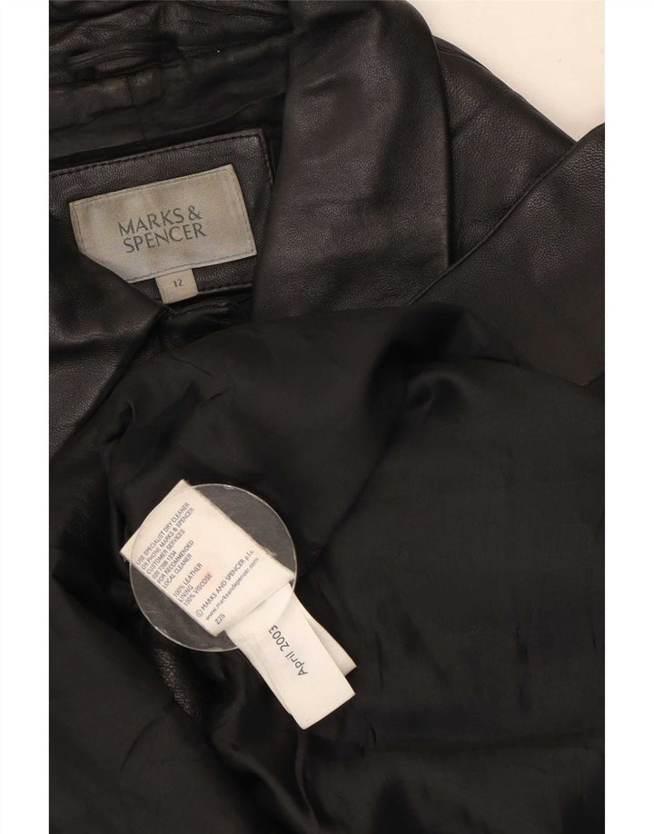 Giacca in pelle da donna Marks & Spencer UK 12 pelle nera media