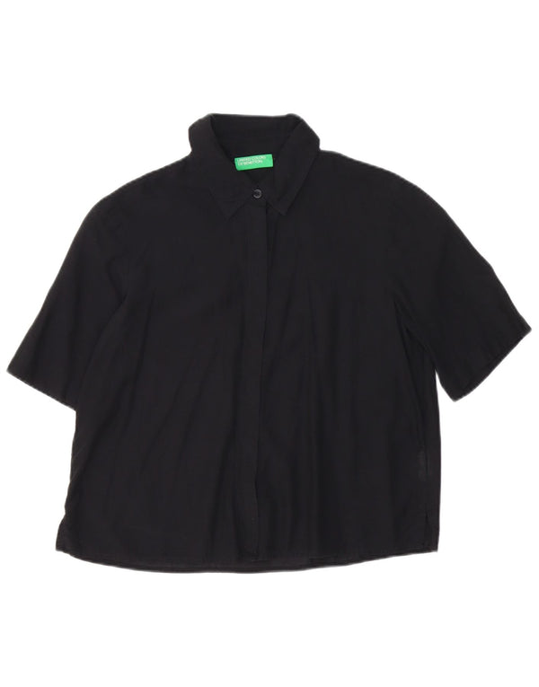 Camicia oversize a maniche corte da donna Benetton UK 10 piccola in cotone nero